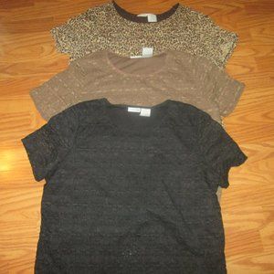 3 East 5th Size 1X tops leopard, brown & black